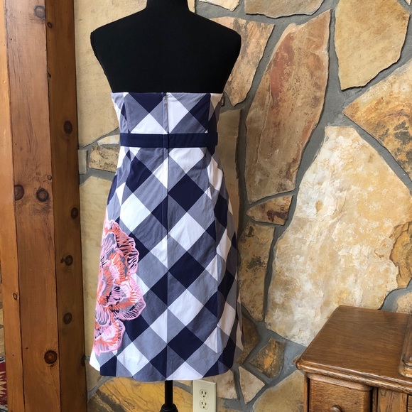 Vintage LILLY PULITZER Bowen Dress Gingham Embroidered Strapless Lined (6) - Picture 5 of 17